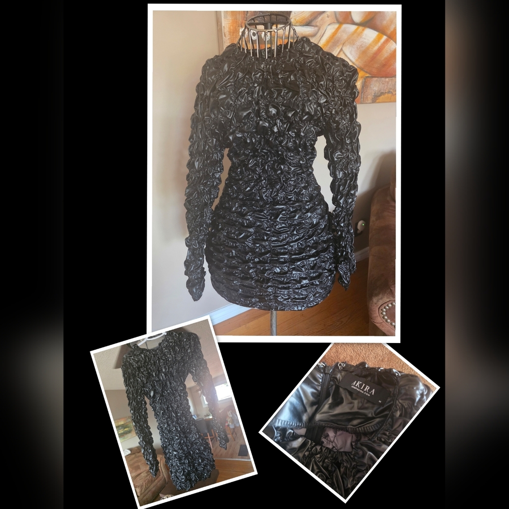 AKIRA Midnight Black Ruched Dress